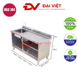Tủ inox tích hợp bồn rửa 1750x500x800mm