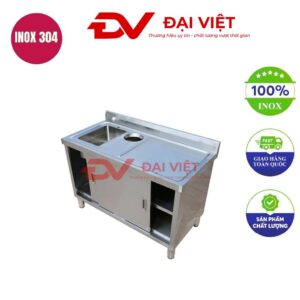 Tủ inox tích hợp bồn rửa đơn 1800x800x800mm