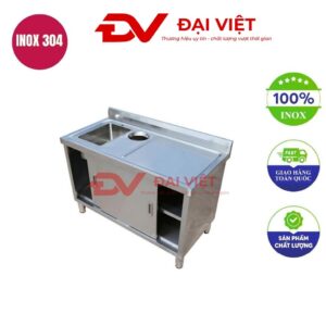 Tủ inox tích hợp chậu rửa đơn 800x500x800mm