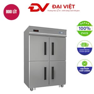Tủ nửa đông nửa mát đứng 4 cánh inox 800 Lít làm lạnh bằng quạt gió