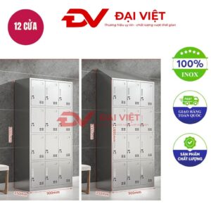 tủ quần áo inox 12 cửa mái xéo 1800x350x900mm