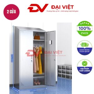 tủ quần áo inox 2 cửa mái xéo 1950x420x900mm