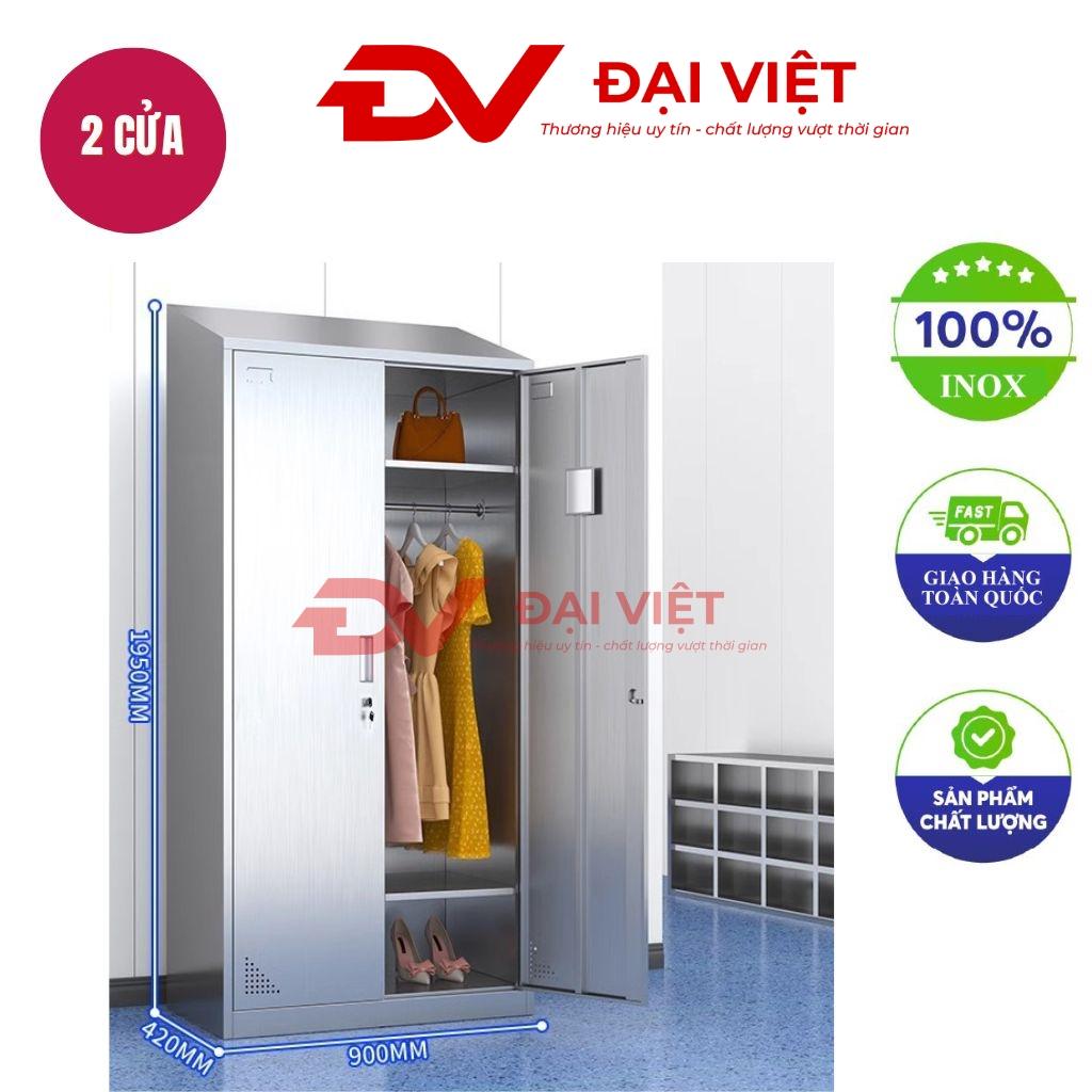 tủ quần áo inox 2 cửa mái xéo 1950x420x900mm