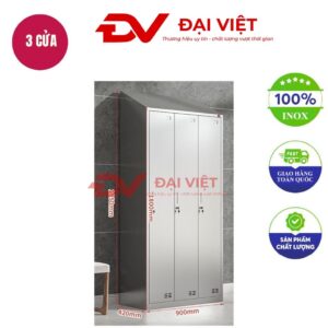 tủ quần áo inox 3 cửa mái xéo 1800x420x900mm