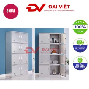 tủ quần áo inox 8 cửa 1800x400x900mm