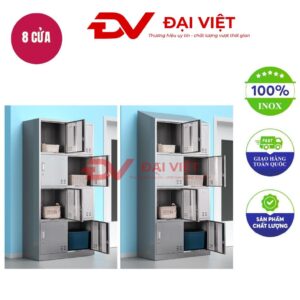 tủ quần áo inox 8 cửa mái xéo 1800x400x900mm