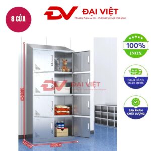 tủ quần áo inox 8 cửa mái xéo 1950x420x900mm
