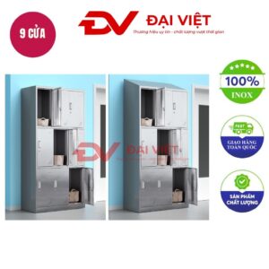 tủ quần áo inox 9 cửa mái xéo 1800x400x900mm