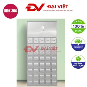 Tủ thuốc đông y inox 40 ngăn 2 cửa 1930x500x900mm