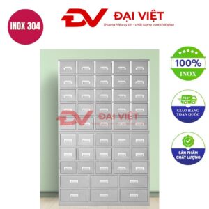 Tủ thuốc đông y inox 46 ngăn 2 cửa 1930x500x1200mm
