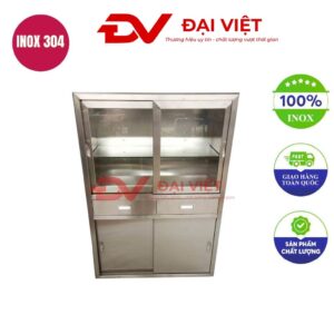 Tủ thuốc inox 4 cửa 2 ngăn kéo