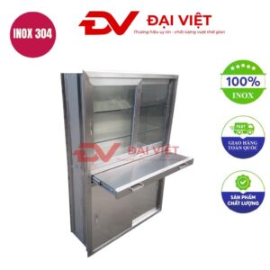 Tủ thuốc y tế inox 4 cửa 2 ngăn kéo 900x450x1800mm