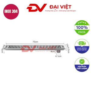 Vỉ thoát sàn inox 70x10x6cm