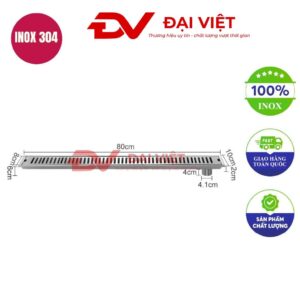 Vỉ thoát sàn inox 80x10x6cm