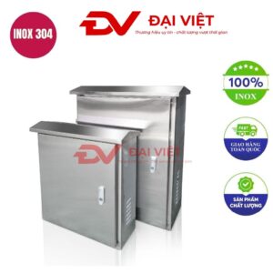 Vỏ tủ điện inox ngoài trời 2 lớp cửa 500x400x250mm