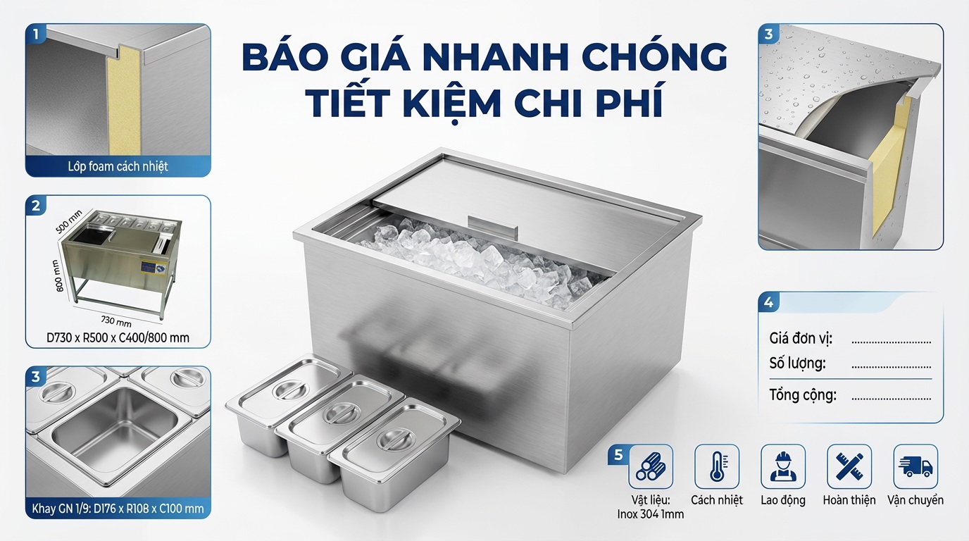 Báo Giá Thùng Đá Inox & Yếu Tố Ảnh Hưởng Chi Phí