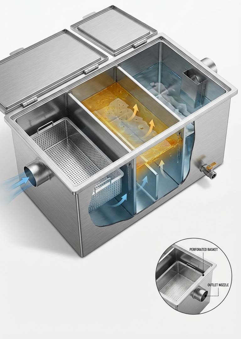 Chọn bể tách mỡ inox hay composite