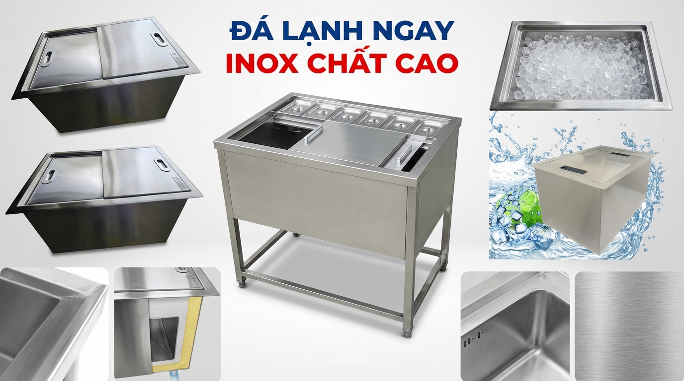 Phân Loại Thùng Đá Inox Phổ Biến Cho Quầy Bar