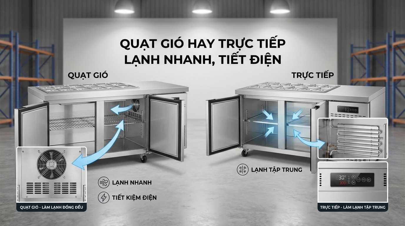 Nên mua Bàn đông làm lạnh Quạt gió hay Trực tiếp