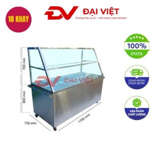 Tủ hâm nóng thức ăn 18 khay có mái kính