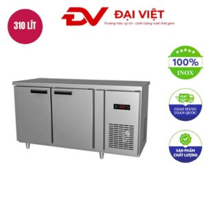 Tủ bàn mát 2 cánh inox dài 1m5 làm lạnh bằng quạt gió