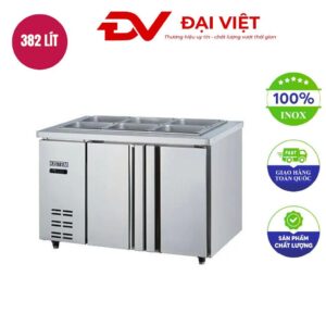 Tủ bàn mát 2 cánh inox dài 1m5 làm lạnh trực tiếp