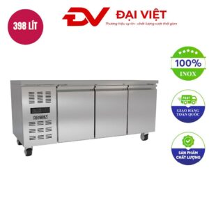Tủ bàn mát 2 cánh inox dài 1m8 làm lạnh bằng quạt gió