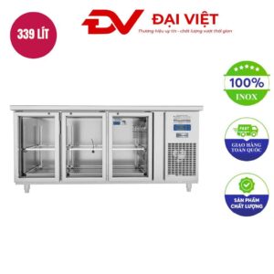 Tủ bàn mát 3 cánh kính làm lạnh bằng quạt gió