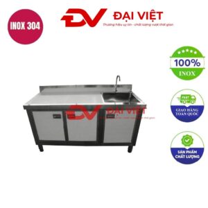 Tủ bếp dưới khung inox tích hợp bồn rửa