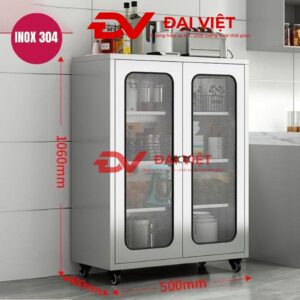 Tủ bếp inox 2 cánh kính 600x400x1800mm