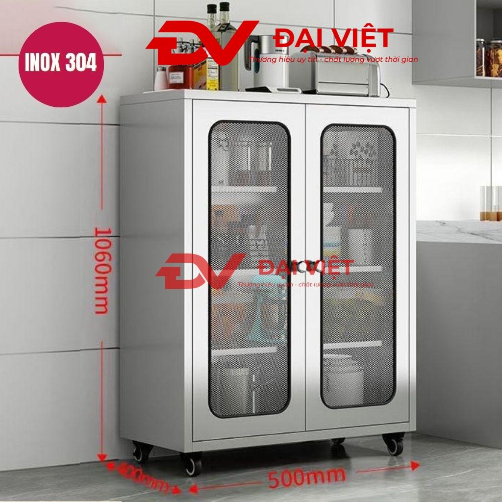 Tủ bếp inox 2 cánh kính 600x400x1800mm