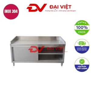Tủ bếp inox 201 cho nhà bếp 2 cửa lùa