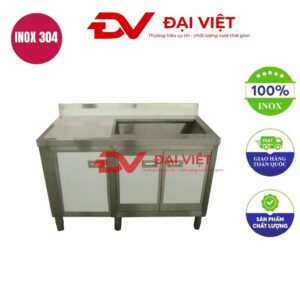 Tủ bếp inox 3 lớp tích hợp bồn rửa