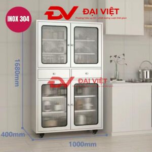 Tủ bếp inox 4 cánh kính 1000x400x1680mm