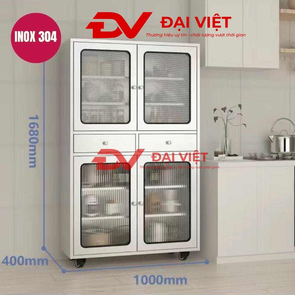 Tủ bếp inox 4 cánh kính 1000x400x1680mm