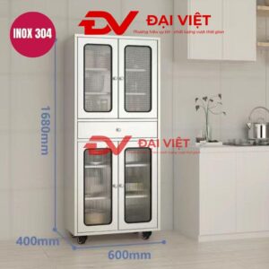 Tủ bếp inox 4 cánh kính 600x400x1680mm