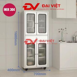 Tủ bếp inox 4 cánh kính 700x400x1680mm