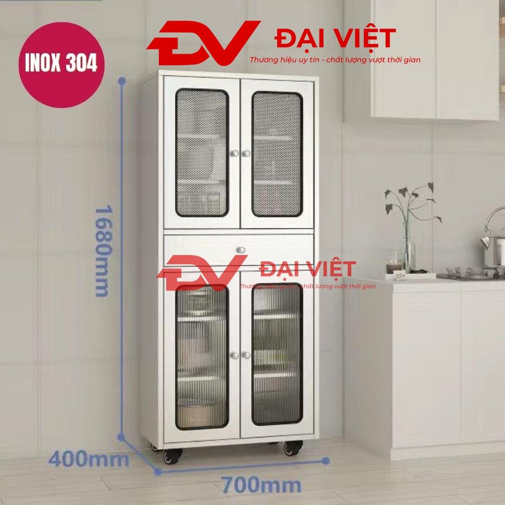 Tủ bếp inox 4 cánh kính 700x400x1680mm