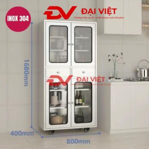 Tủ bếp inox 4 cánh kính 800x400x1680mm