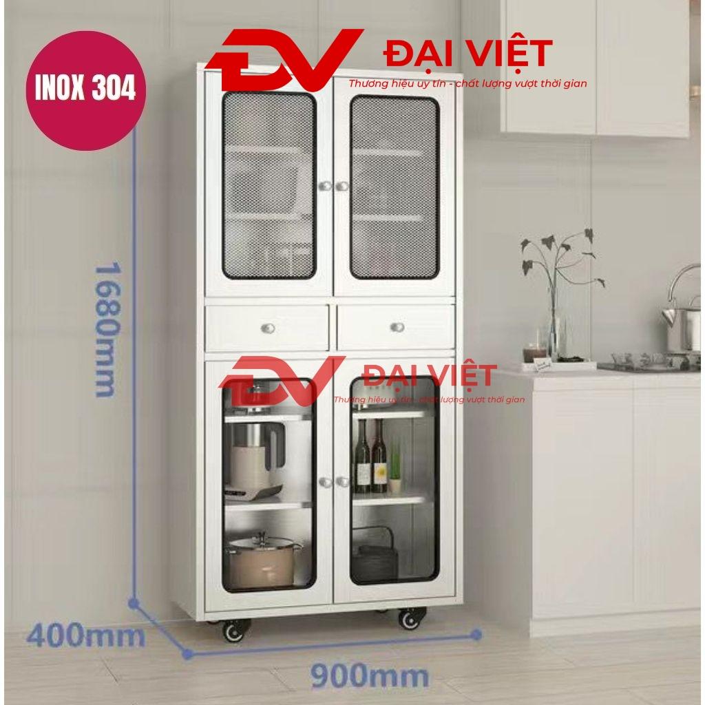 Tủ bếp inox 4 cánh kính 900x400x1680mm