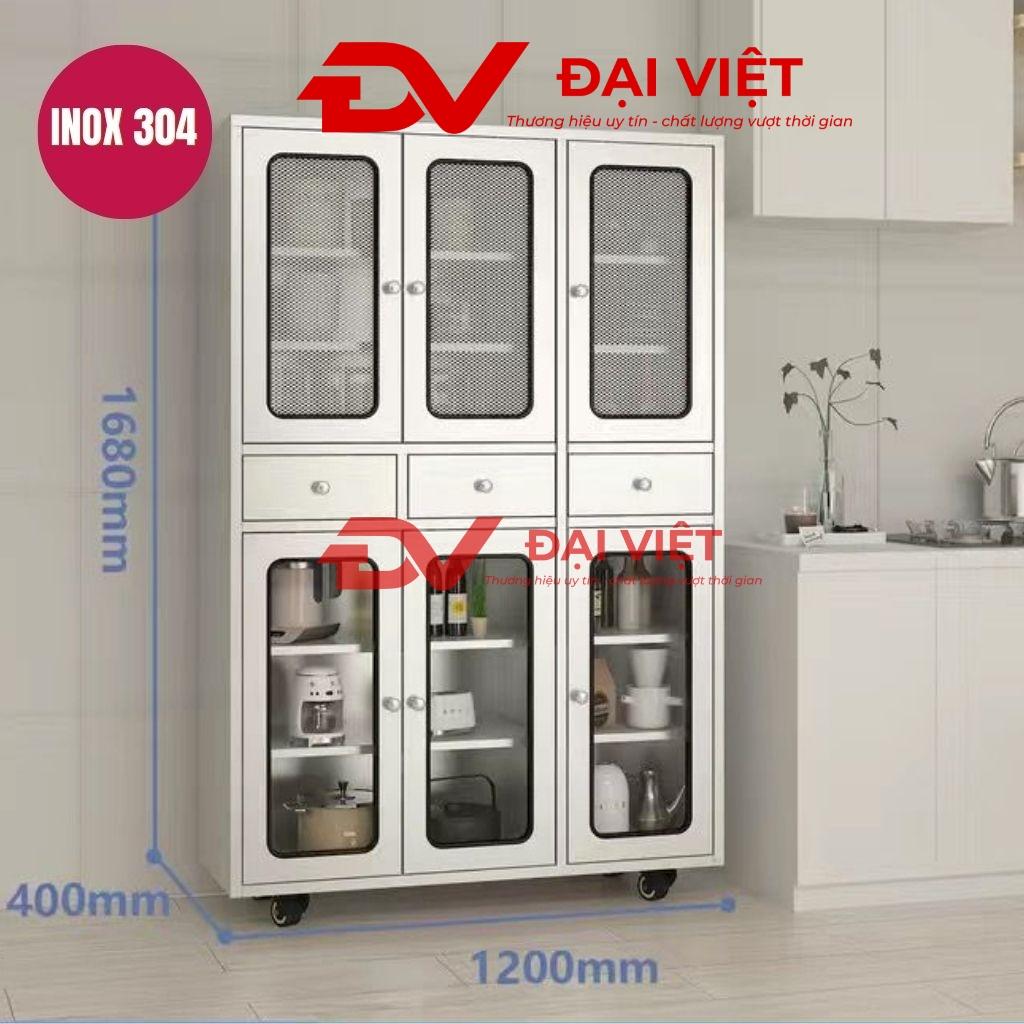 Tủ bếp inox 6 cánh kính 1200x400x1680mm