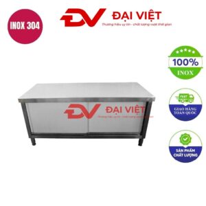 Tủ bếp inox cánh inox 2 cửa trượt