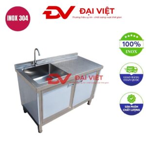 Tủ bếp inox nhỏ tích hợp chậu rửa