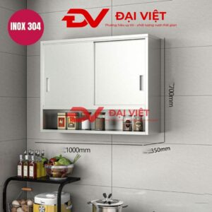 Tủ bếp inox treo tường 2 cánh inox 1 kệ 1000x350x700mm