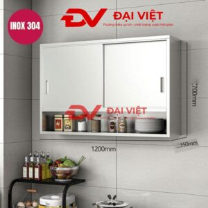 Tủ bếp inox treo tường 2 cánh inox 1 kệ 1200x350x700mm