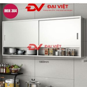 Tủ bếp inox treo tường 2 cánh inox 1 kệ 1800x350x700mm
