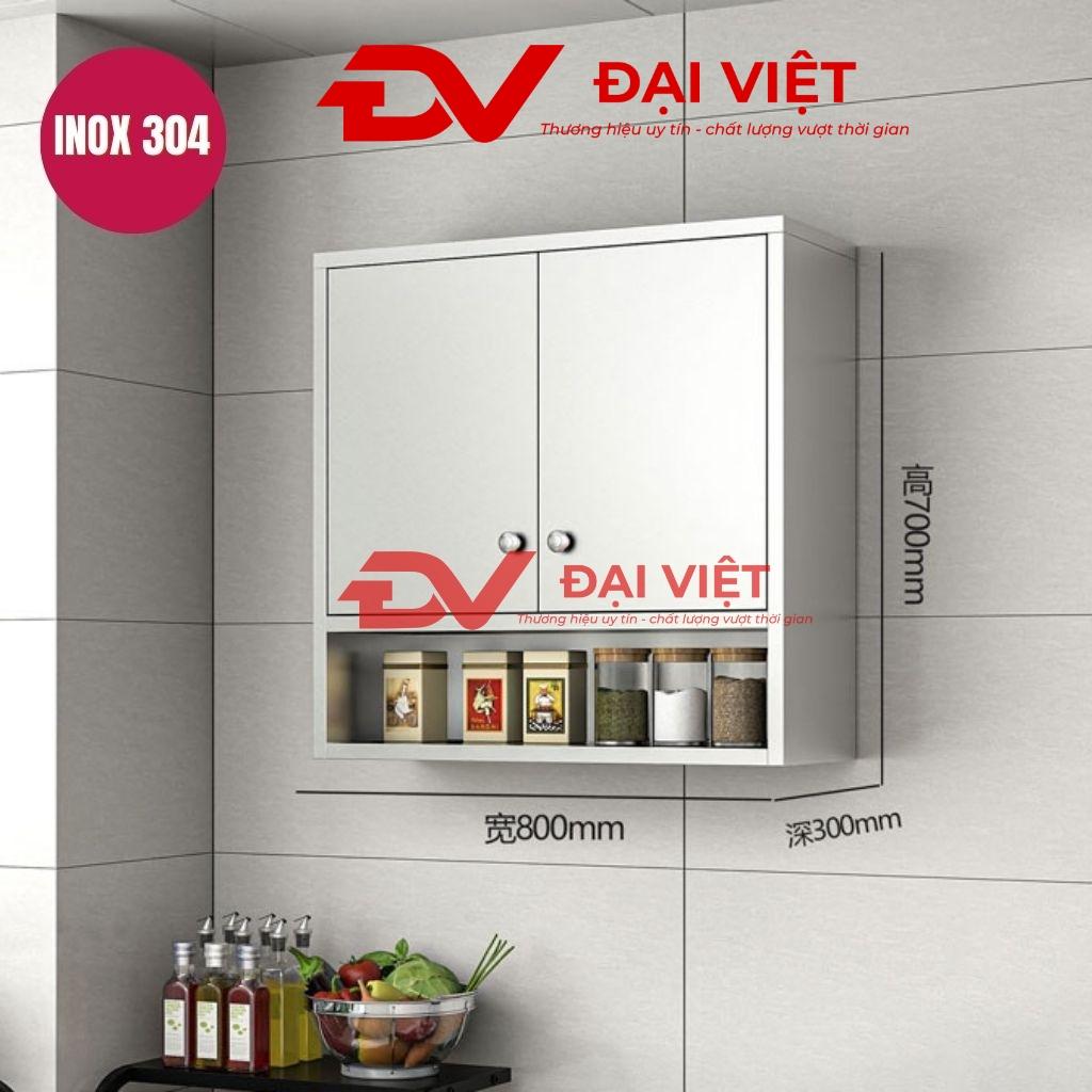 Tủ bếp inox treo tường 2 cánh inox 1 kệ 800x300x700mm