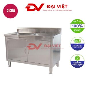 tủ chén inox 2 cửa có bồn rửa 2500x600x800mm