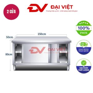 tủ chén inox 2 cửa lùa 1500x500x800mm