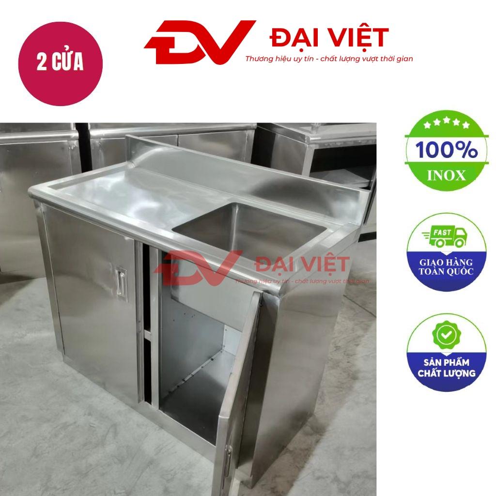 tủ chén inox 3 ngăn có bồn rửa 1000x500x500mm
